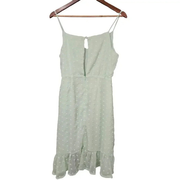 Gianni Bini Swiss Dot Ruffle Mini Dress Mint Green Size L NWT - Picture 2 of 6